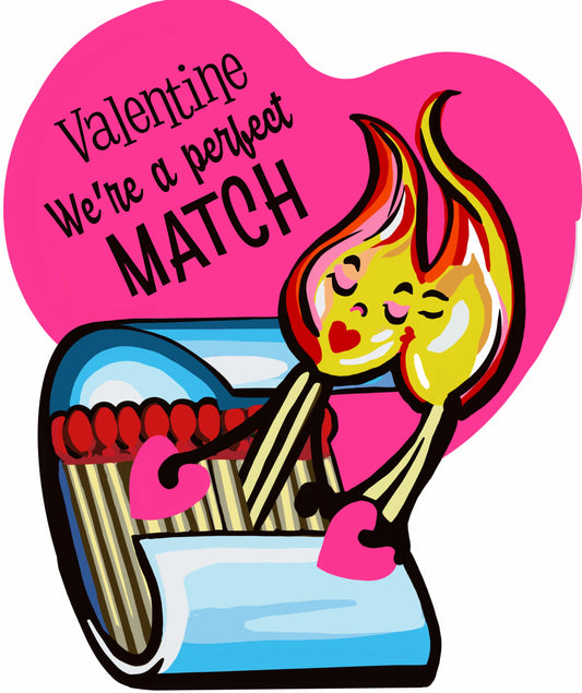 Match Book Flame Valentine Yard Art yART Vintage Style Design ‘We’re a Perfect Match’