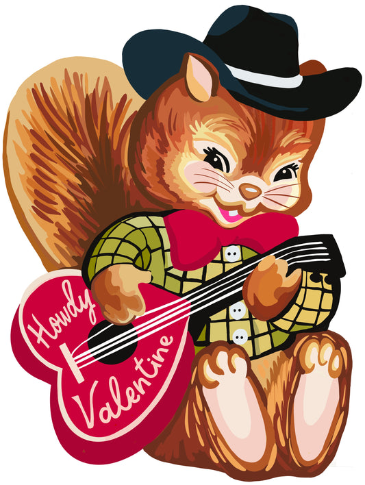 Squirrel with Guitar Howdy Valentine Yard Art yART Vintage Style Design