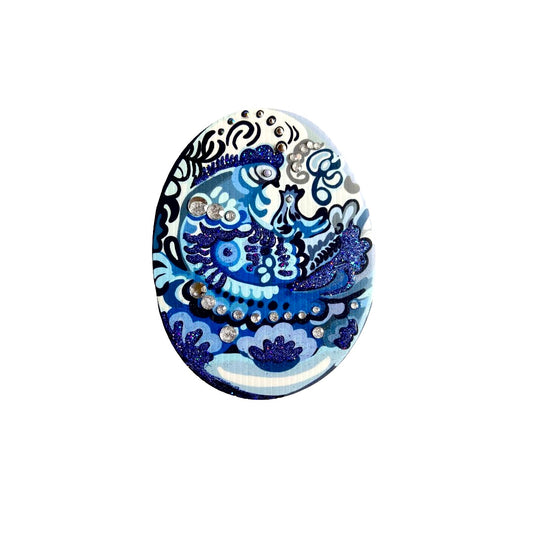 Bedazzled Blue and White Egg