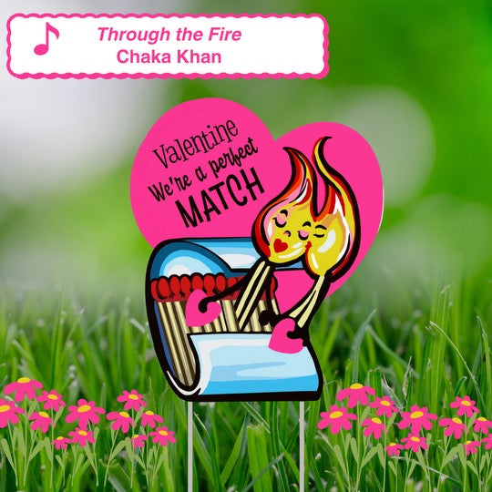 Match Book Flame Valentine Yard Art yART Vintage Style Design ‘We’re a Perfect Match’