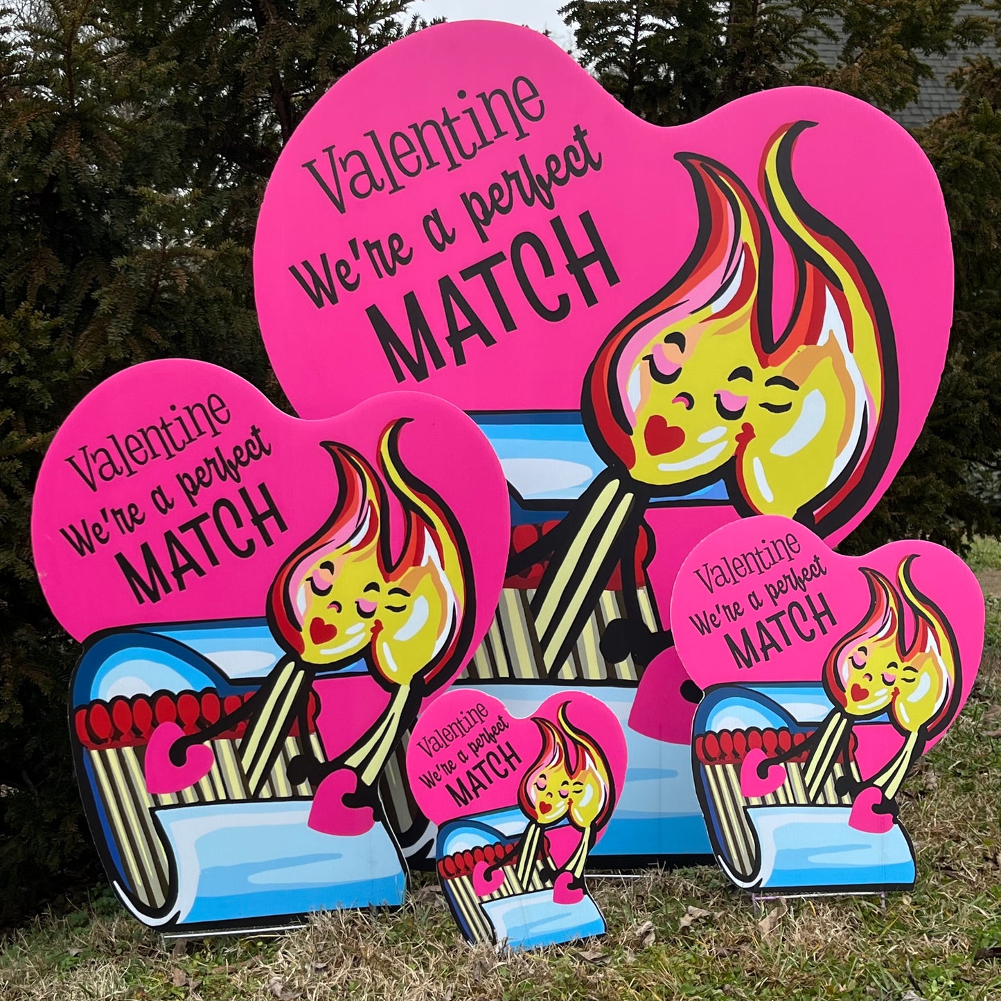 Match Book Flame Valentine Yard Art yART Vintage Style Design ‘We’re a Perfect Match’